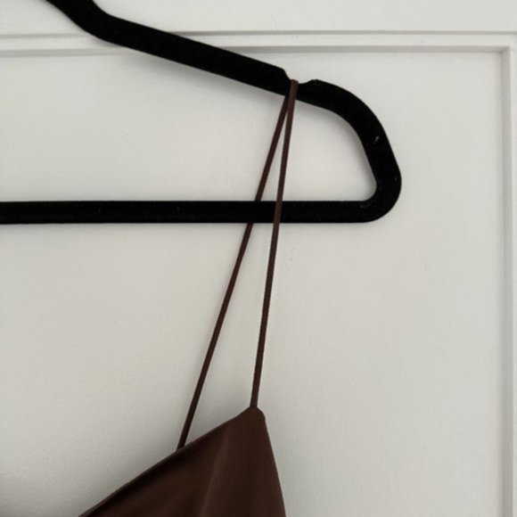 NWT Reformation Frankie Silk Maxi Dress SZ 4 Cafe Brown Center Back Slit - Picture 8 of 10